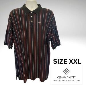 GANT Polo – Dark Green & Burgundy Stripes, Size XXL